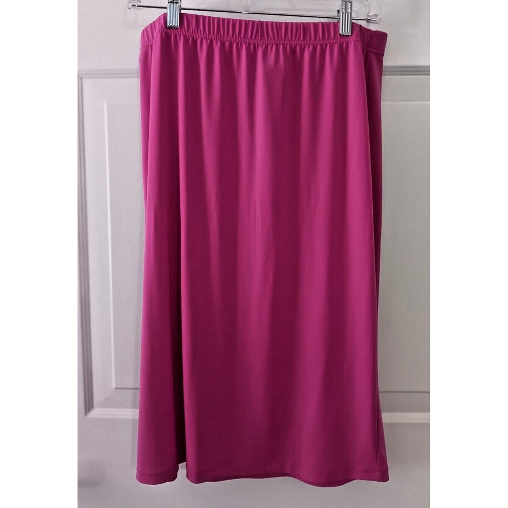 Attention Brand Ladies Pink Pencil Skirt XL Tea Length Polyester Spandex D5